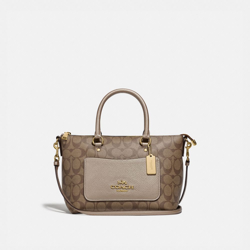 COACH F73286 MINI EMMA SATCHEL IN SIGNATURE CANVAS GOLD/KHAKI/PLATINUM