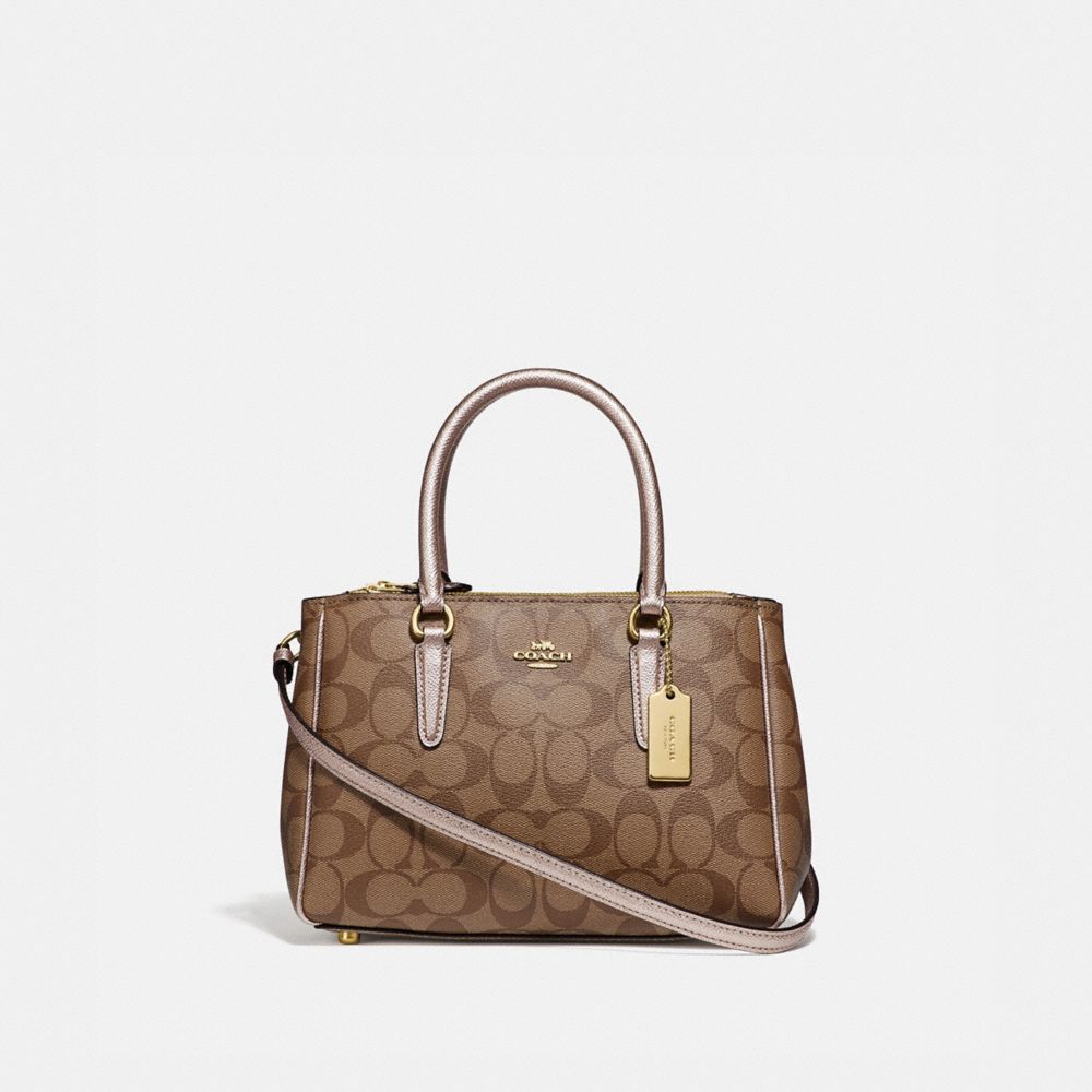 COACH F73290 - MINI SURREY CARRYALL IN SIGNATURE CANVAS GOLD/KHAKI/PLATINUM