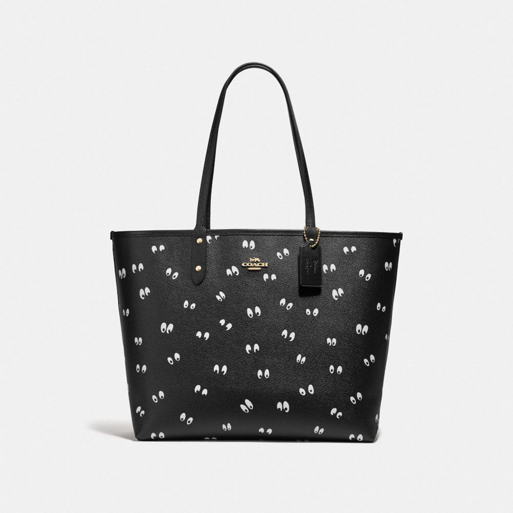 DISNEY X COACH REVERSIBLE CITY TOTE IN SIGNATURE CANVAS AND SNOW WHITE AND THE SEVEN DWARFS EYES PRINT - MULTI - COACH F73325