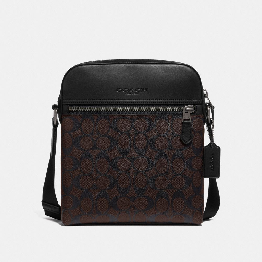 COACH F73336 HOUSTON FLIGHT BAG IN SIGNATURE CANVAS MAHOGANY/BLACK/BLACK ANTIQUE NICKEL