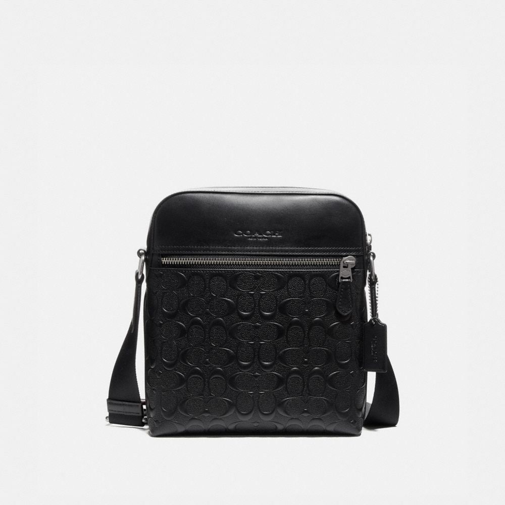 COACH F73338 HOUSTON FLIGHT BAG IN SIGNATURE LEATHER BLACK/BLACK-ANTIQUE-NICKEL