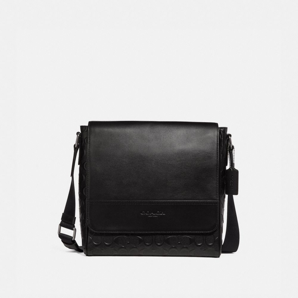 COACH F73340 - HOUSTON MAP BAG IN SIGNATURE LEATHER - BLACK/BLACK ...