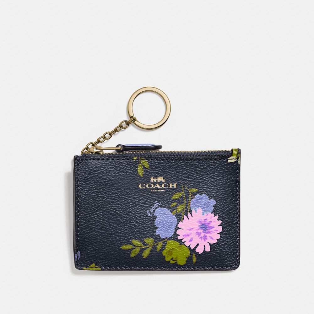 COACH F73349 - MINI SKINNY ID CASE WITH PAINTED PEONY PRINT NAVY MULTI/IMITATION GOLD