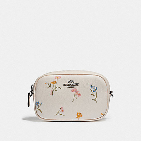 COACH F73356 CONVERTIBLE BELT BAG WITH MULTI FLORAL PRINT CHALK-MULTI/SILVER