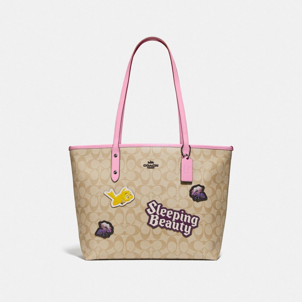 DISNEY X COACH CITY ZIP TOTE IN SIGNATURE CANVAS WITH SLEEPING BEAUTY - MULTI - COACH F73359