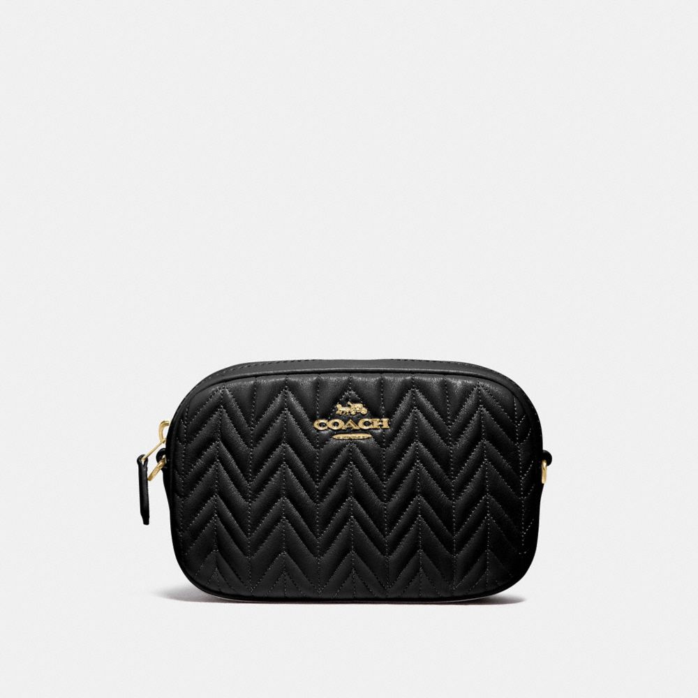 COACH CONVERTIBLE BELT BAG WITH QUILTING - BLACK/IMITATION GOLD - F73384