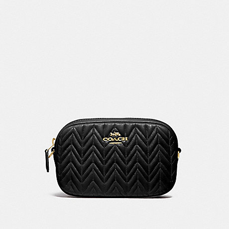 COACH CONVERTIBLE BELT BAG WITH QUILTING - BLACK/IMITATION GOLD - F73384