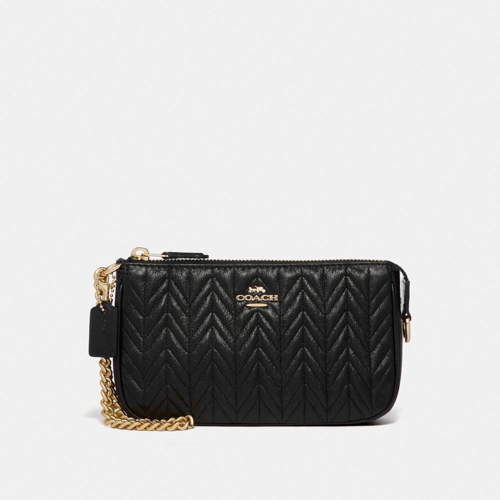 COACH LARGE WRISTLET 19 WITH QUILTING - BLACK/IMITATION GOLD - F73385