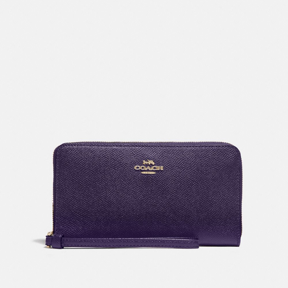 COACH LARGE PHONE WALLET - DARK PURPLE/IMITATION GOLD - F73413