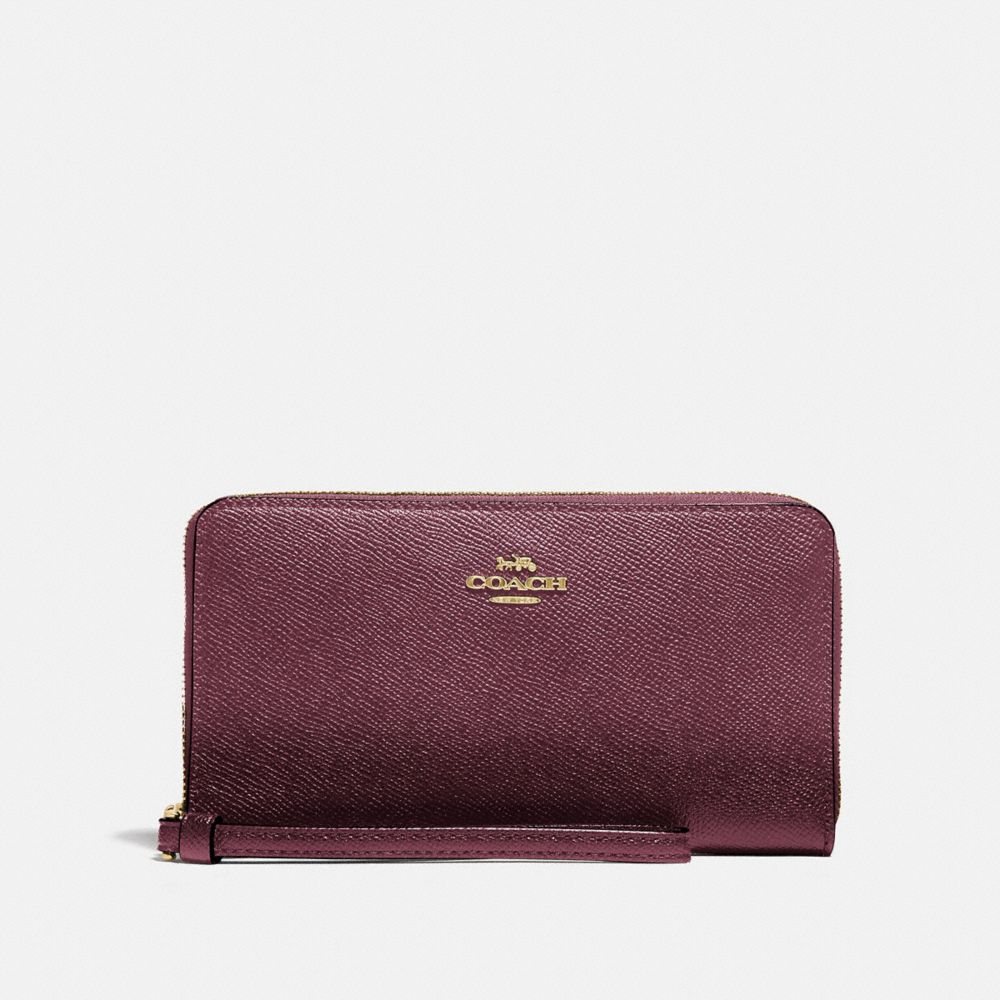 COACH F73413 LARGE PHONE WALLET IM/METALLIC WINE