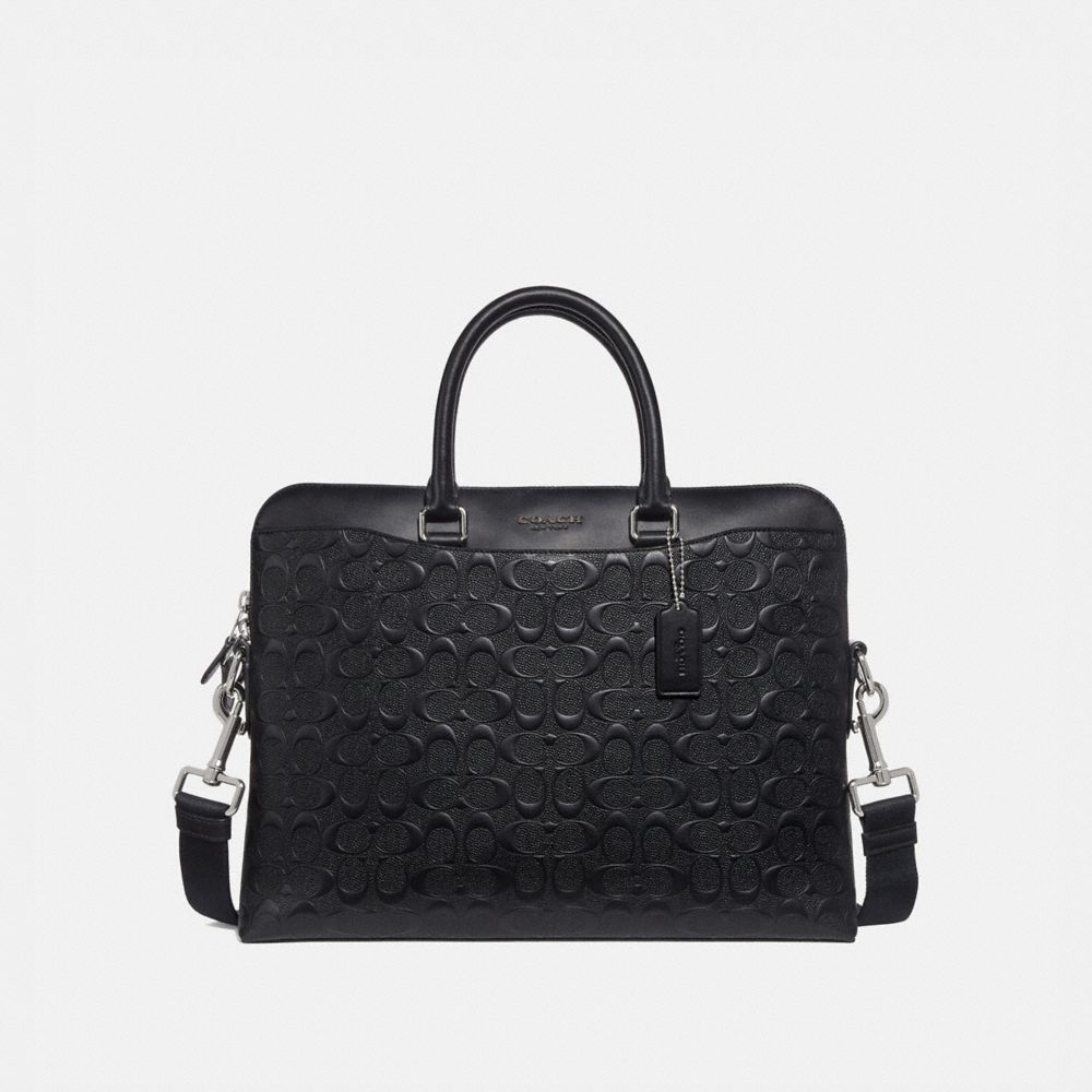 COACH F73419 - BECKETT PORTFOLIO BRIEF IN SIGNATURE LEATHER BLACK/NICKEL