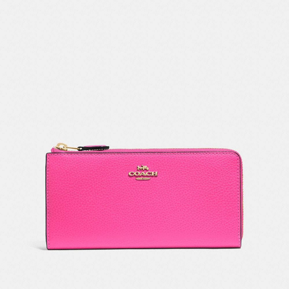 COACH L-ZIP WALLET - PINK RUBY/GOLD - F73445