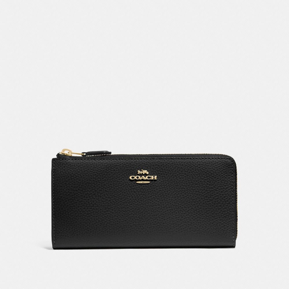 COACH F73445 L-ZIP WALLET BLACK/GOLD