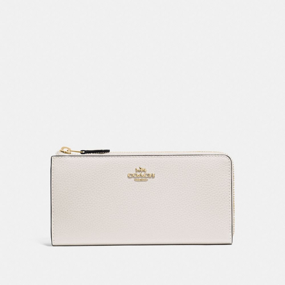 COACH F73445 L-ZIP WALLET CHALK/IMITATION GOLD