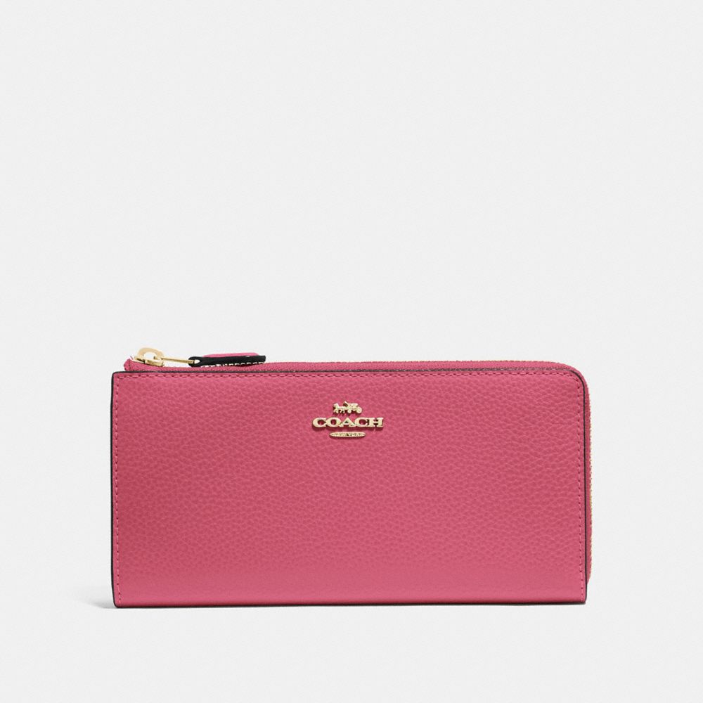 COACH F73445 L-zip Wallet ROUGE/GOLD