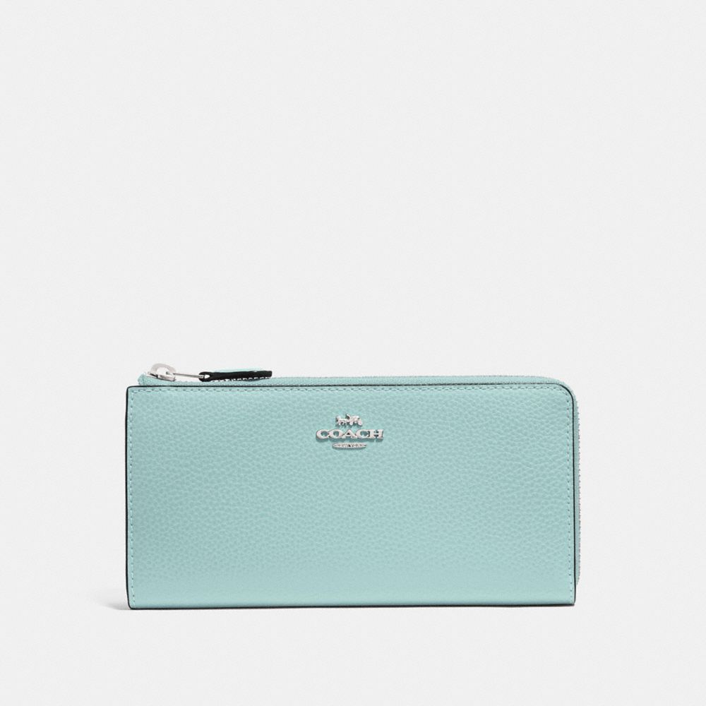 COACH L-ZIP WALLET - SEAFOAM/SILVER - F73445