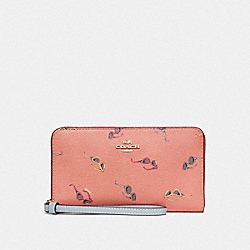 COACH F73455 - LARGE PHONE WALLET WITH SUNGLASSES PRINT LIGHT CORAL/MULTI/GOLD