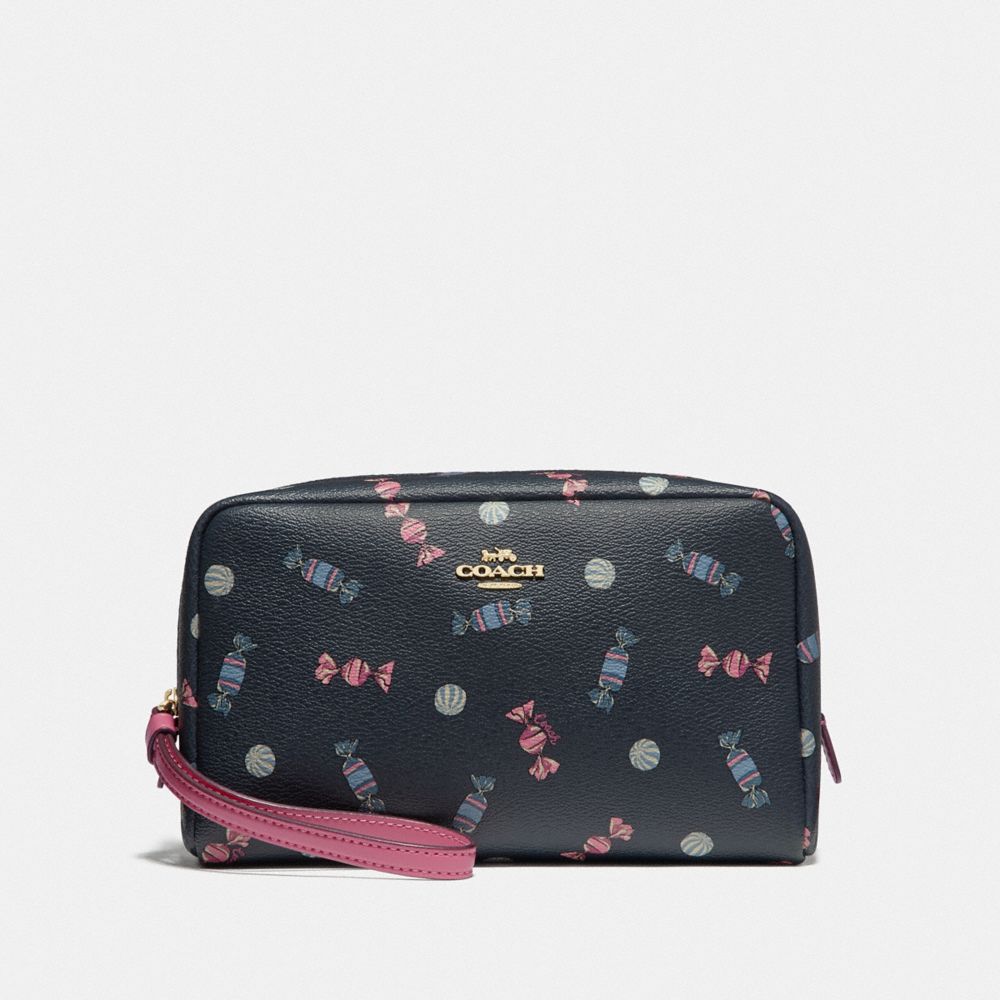 COACH F73459 BOXY COSMETIC CASE WITH SCATTERED CANDY PRINT NAVY/MULTI/PINK RUBY/GOLD