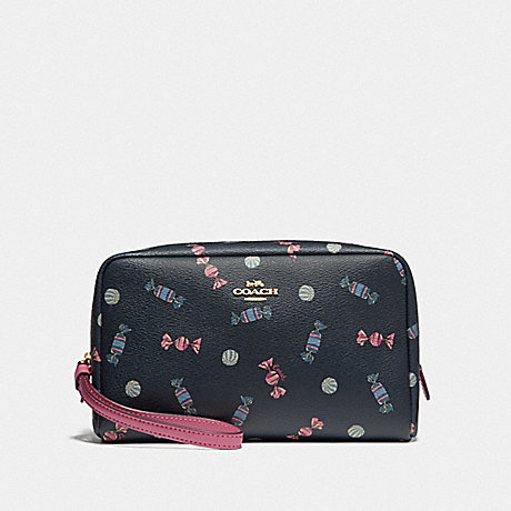 COACH F73459 BOXY COSMETIC CASE WITH SCATTERED CANDY PRINT NAVY/MULTI/PINK-RUBY/GOLD