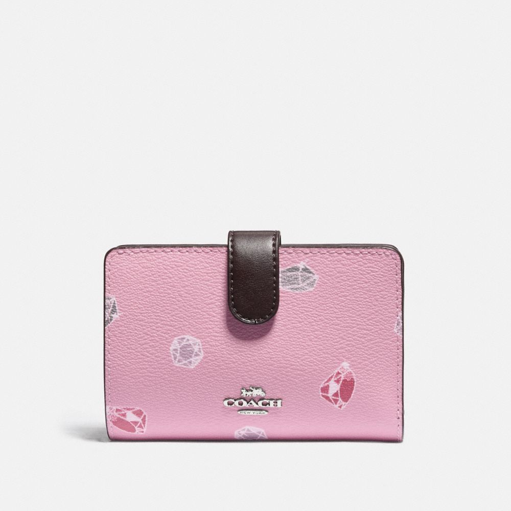 DISNEY X COACH MEDIUM CORNER ZIP WALLET WITH SNOW WHITE AND THE SEVEN DWARFS GEMS PRINT - F73467 - TULIP/MULTI/SILVER