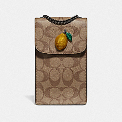 NORTH/SOUTH CROSSBODY IN SIGNATURE CANVAS WITH FRUIT - KHAKI/SUNFLOWER - COACH F73486
