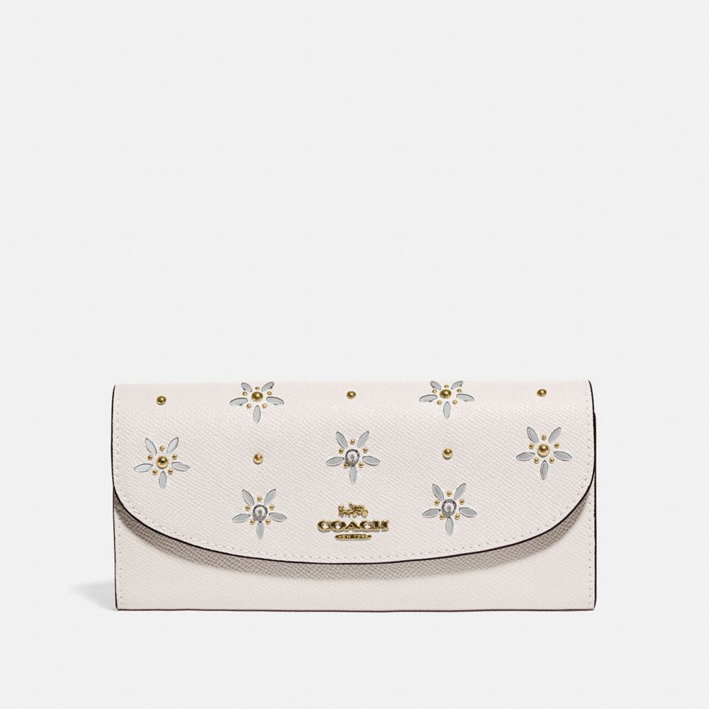COACH SLIM ENVELOPE WALLET WITH ALLOVER STUDS - CHALK - F73495