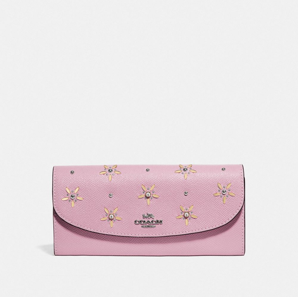 COACH SLIM ENVELOPE WALLET WITH ALLOVER STUDS - TULIP - F73495