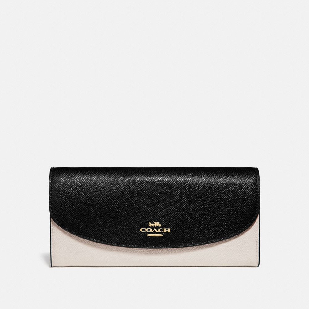 COACH F73517 Slim Envelope Wallet In Colorblock CHALK/BLACK/GOLD