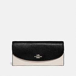 SLIM ENVELOPE WALLET IN COLORBLOCK - CHALK/BLACK/GOLD - COACH F73517