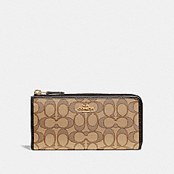 COACH F73527 - L-ZIP WALLET IN SIGNATURE JACQUARD KHAKI/BROWN/IMITATION GOLD