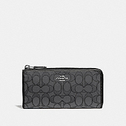 L-ZIP WALLET IN SIGNATURE JACQUARD - F73527 - BLACK SMOKE/BLACK/SILVER