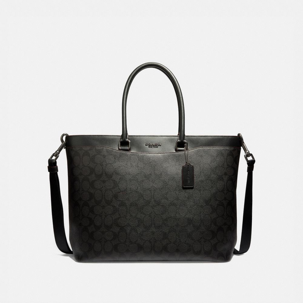 COACH BECKETT TOTE IN SIGNATURE CANVAS - BLACK/OXBLOOD - F73528