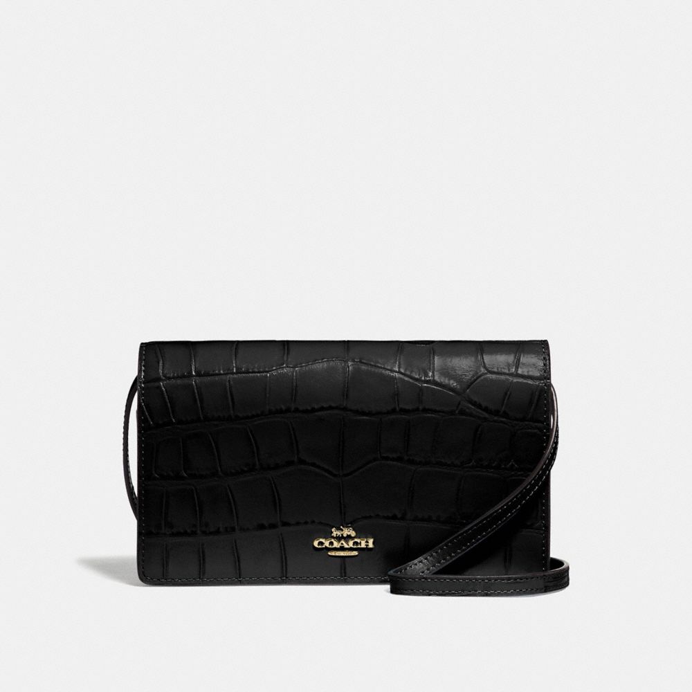 HAYDEN FOLDOVER CROSSBODY CLUTCH - F73587 - BLACK/IMITATION GOLD