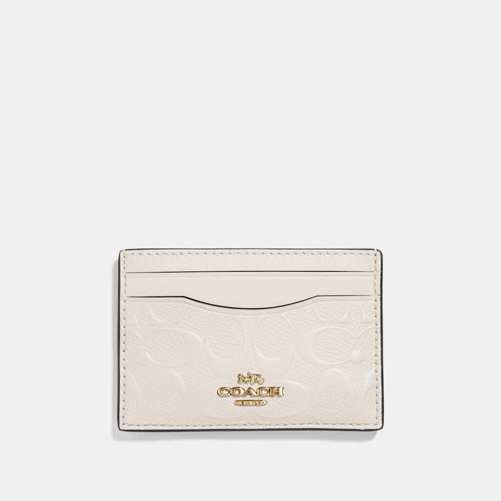 CARD CASE IN SIGNATURE LEATHER - F73601 - CHALK/GOLD