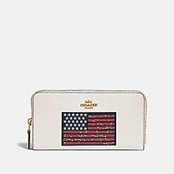 ACCORDION ZIP WALLET WITH AMERICANA FLAG MOTIF - F73608 - GOLD/CHALK MULTI/DENIM