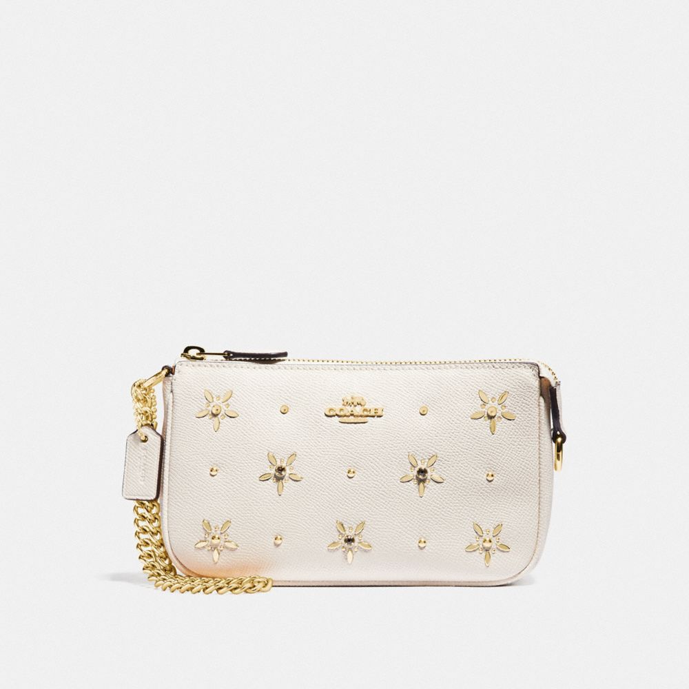 COACH F73615 LARGE WRISTLET 19 WITH ALLOVER STUDS CHALK