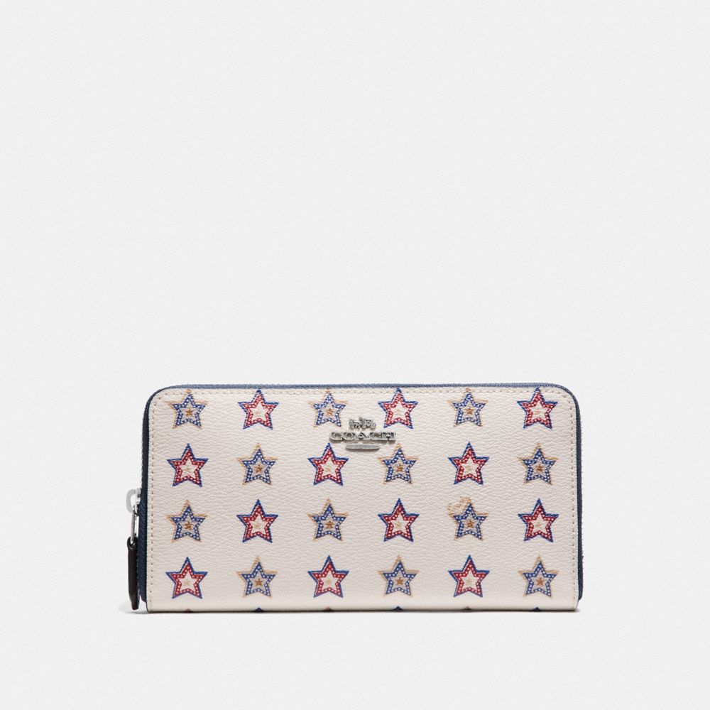 COACH F73624 - ACCORDION ZIP WALLET WITH WESTERN STAR PRINT SILVER/CHALK MULTI