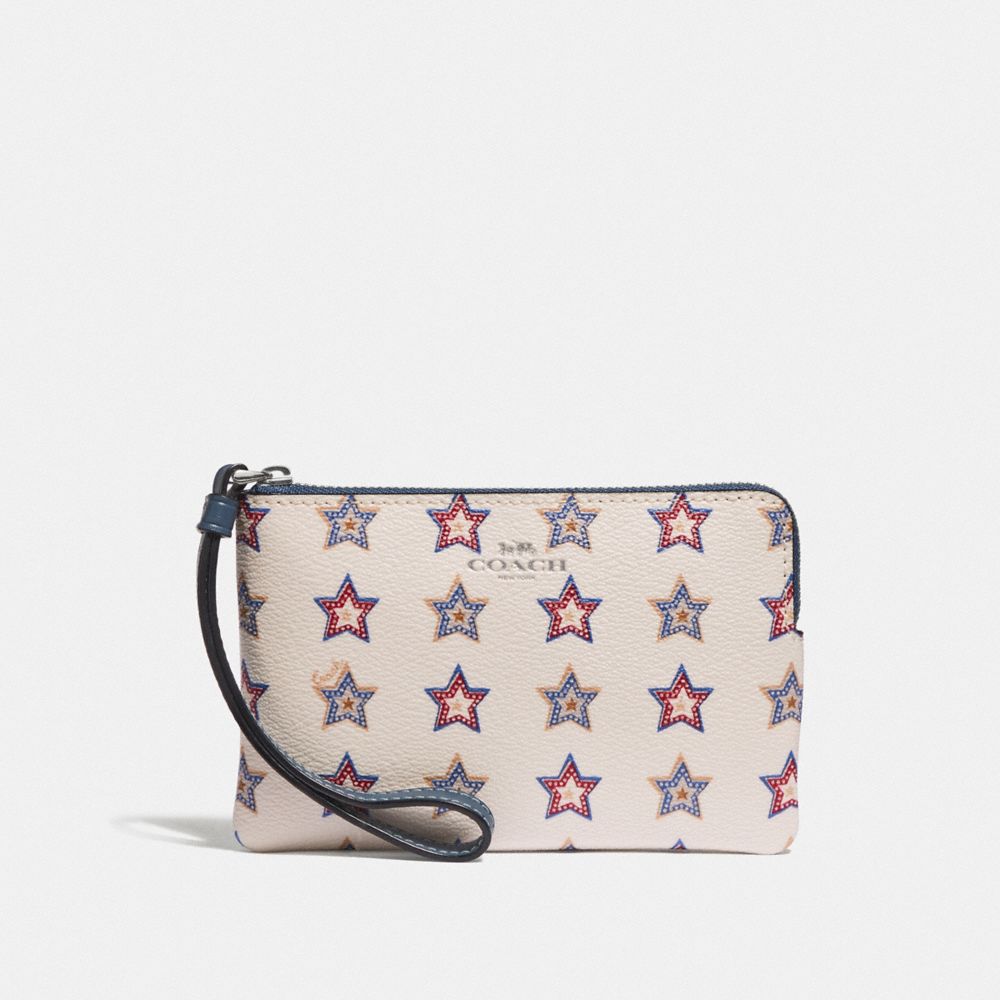 COACH F73626 - CORNER ZIP WRISTLET WITH WESTERN STAR PRINT SILVER/CHALK MULTI