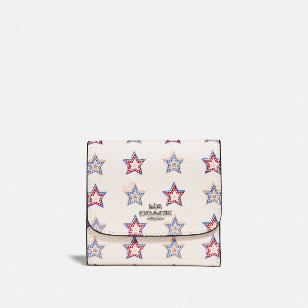 COACH F73628 - SMALL WALLET WITH WESTERN STAR PRINT SILVER/CHALK MULTI