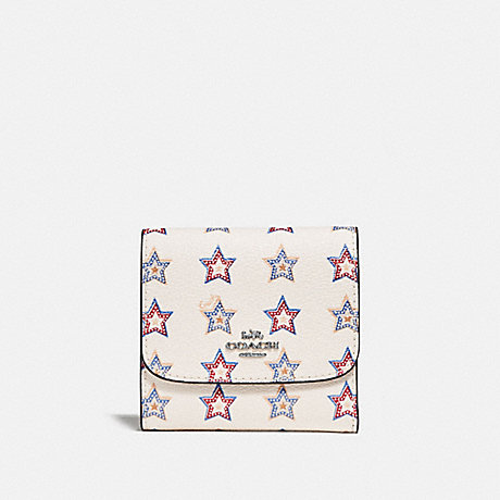 COACH F73628 SMALL WALLET WITH WESTERN STAR PRINT SILVER/CHALK-MULTI