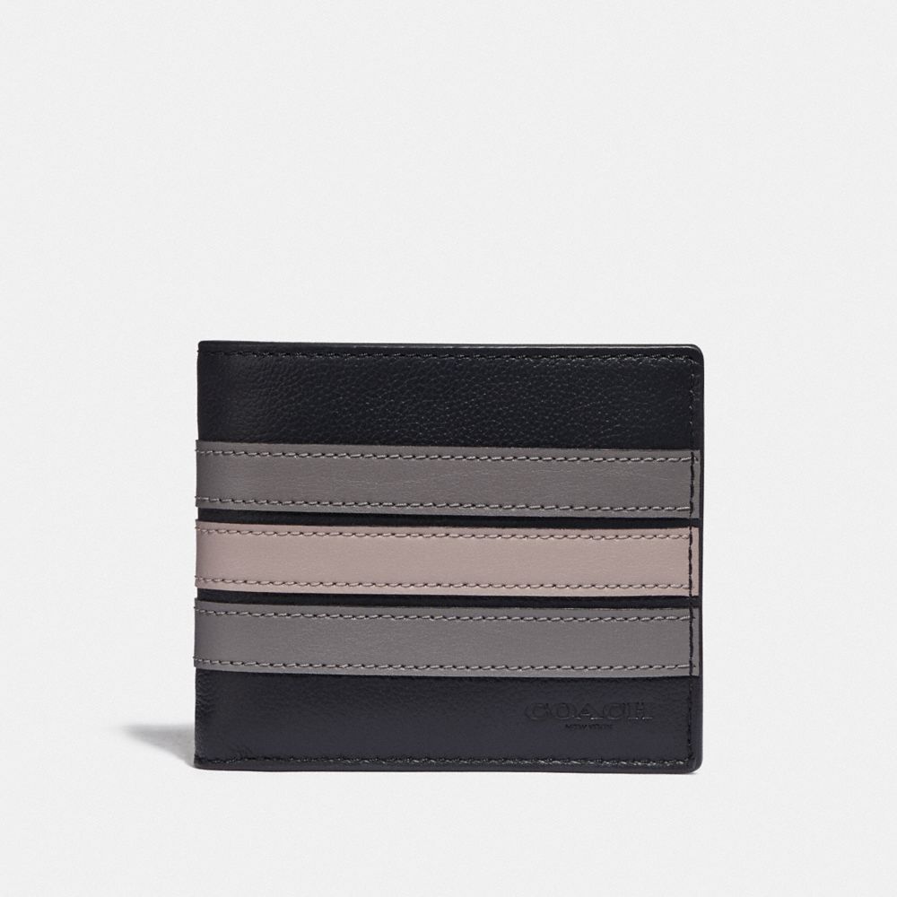 COACH F73629 3-in-1 Wallet With Varsity Stripe BLACK ANTIQUE NICKEL/BLACK/ GREY/ CHALK