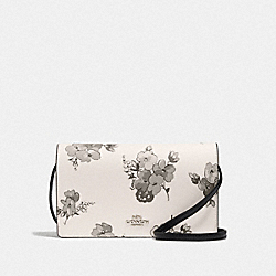 HAYDEN FOLDOVER CROSSBODY CLUTCH WITH FAIRY TALE FLORAL PRINT - F73636 - SILVER/CHALK MULTI