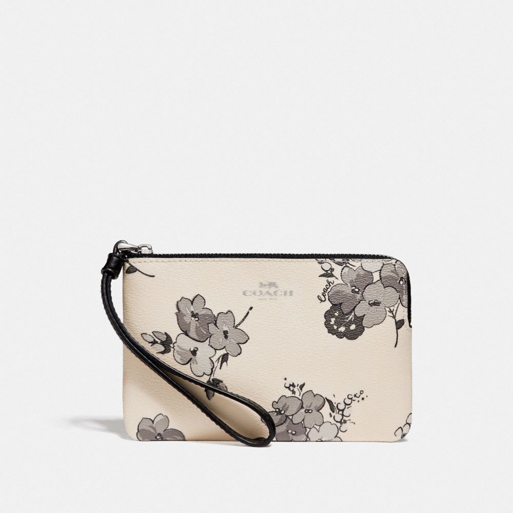 CORNER ZIP WRISTLET WITH FAIRY TALE PRINT - SILVER/CHALK MULTI - COACH F73637