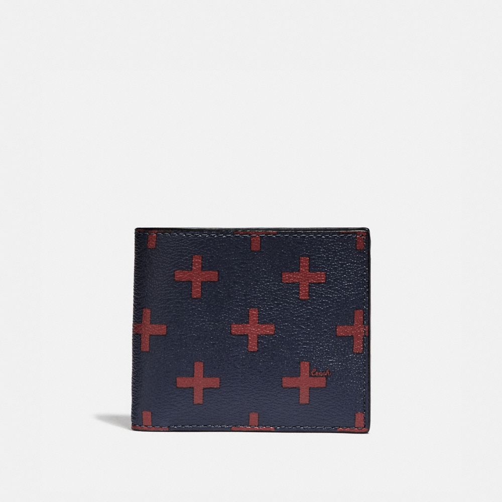 ID BILLFOLD WALLET WITH CROSS PRINT - MIDNIGHT MULTI/BLACK ANTIQUE NICKEL - COACH F73655