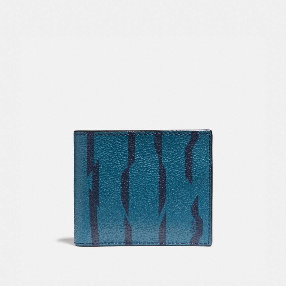 ID BILLFOLD WALLET WITH DISRUPTED STRIPE PRINT - TEAL MULTI/BLACK ANTIQUE NICKEL - COACH F73657