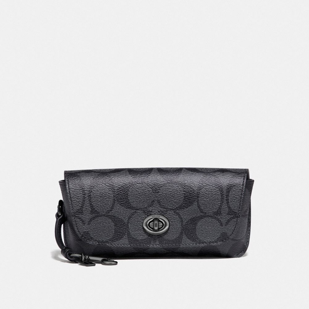 COACH F73661 Sunglasses Case In Signature Canvas BLACK/CHARCOAL