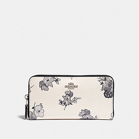 COACH F73663 ACCORDION ZIP WALLET WITH FAIRY TALE FLORAL PRINT SILVER/CHALK MULTI