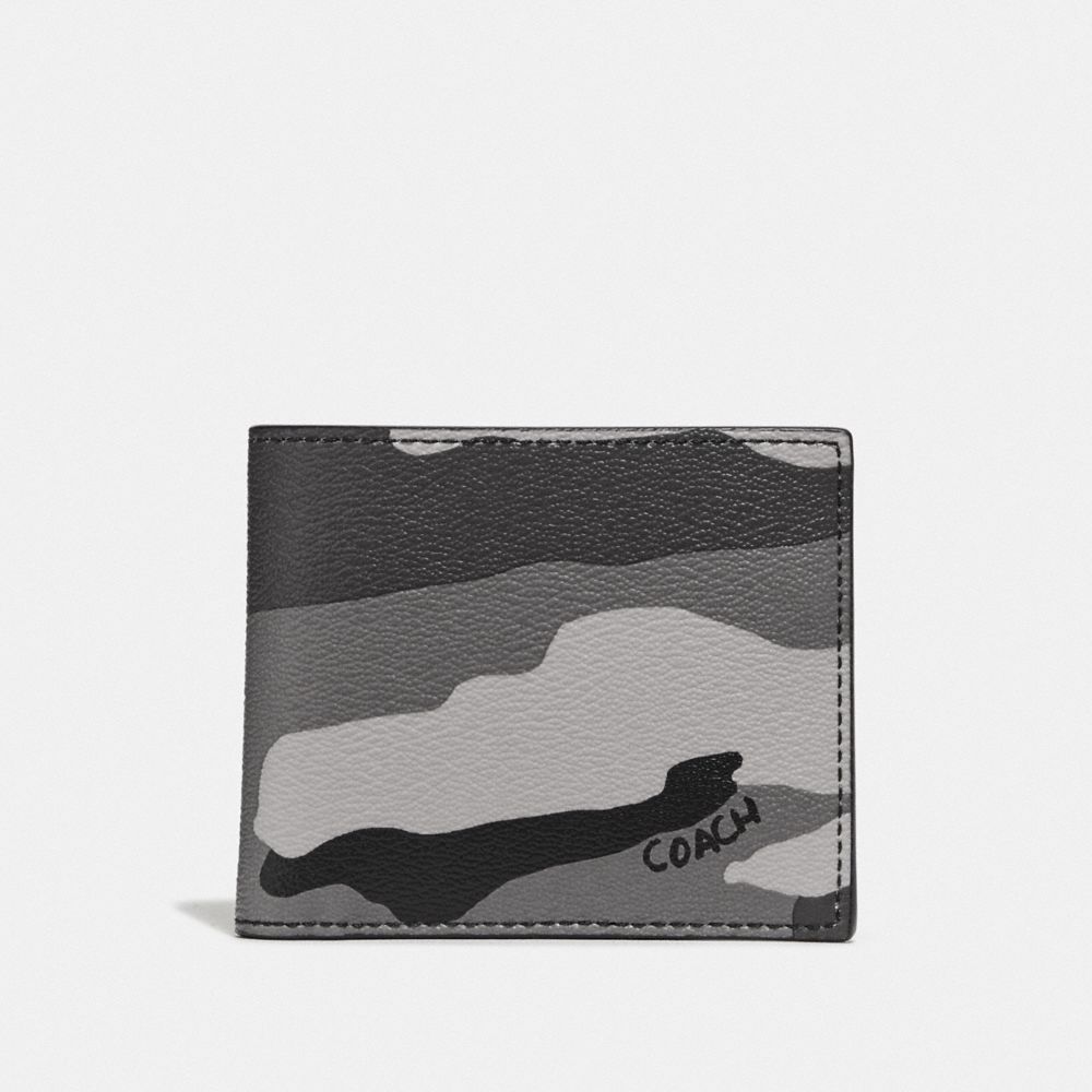 COACH F73664 - ID BILLFOLD WALLET WITH CAMO PRINT BLACK/MULTI