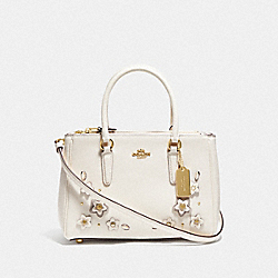 COACH MINI SURREY CARRYALL WITH FLORAL APPLIQUE - CHALK MULTI/IMITATION GOLD - F73668