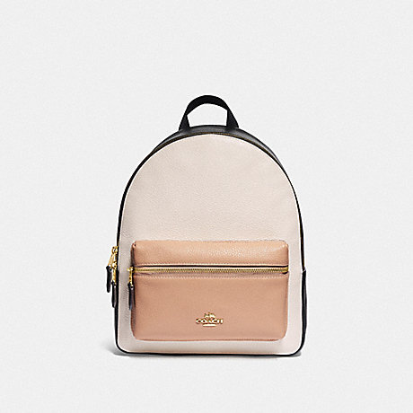 COACH MEDIUM CHARLIE BACKPACK IN COLORBLOCK - CHALK - F73711